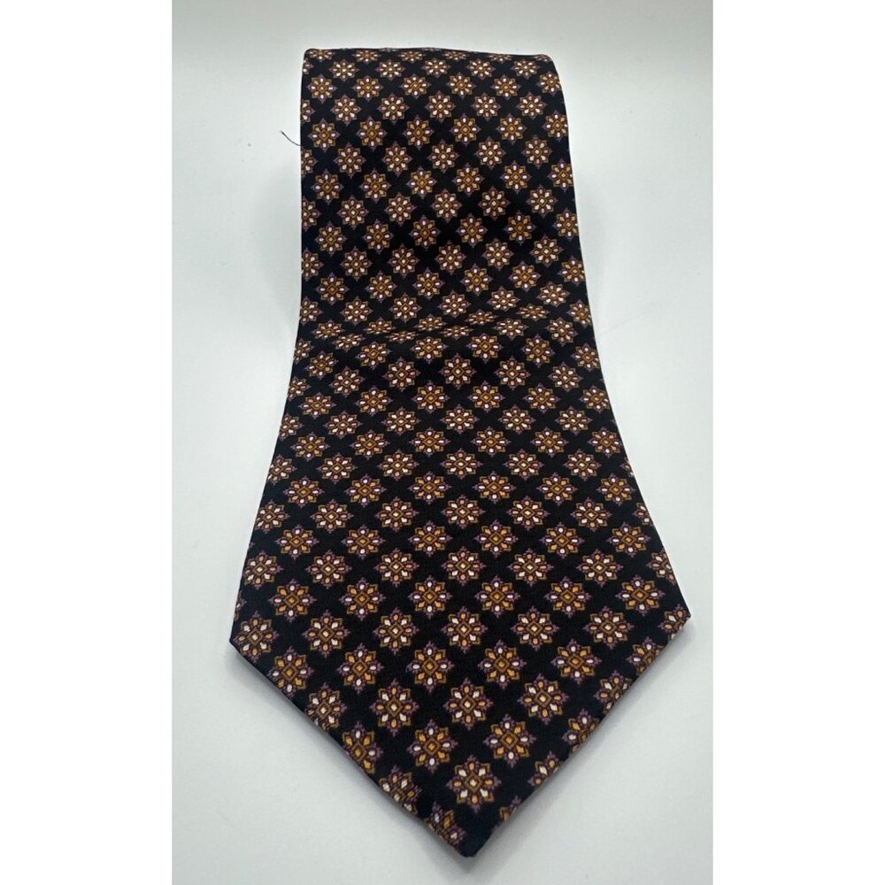 Bert Pulitzer Mens Silk Floral Geometric Pattern Tie Made In USA
